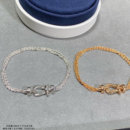 [⭐Seralia]FORCE SMALL HORSESHOE  DIAMOND CHAIN ROPE BRACELET