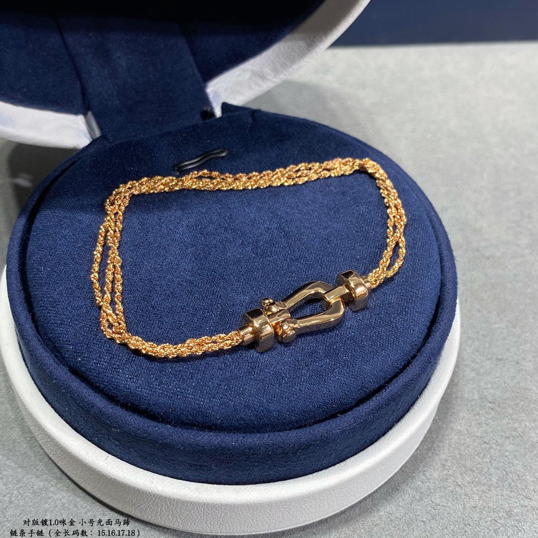 [⭐Seralia]FORCE SMALL HORSESHOE  DIAMOND CHAIN ROPE BRACELET