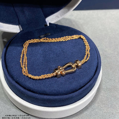 [⭐Seralia]FORCE SMALL HORSESHOE  DIAMOND CHAIN ROPE BRACELET