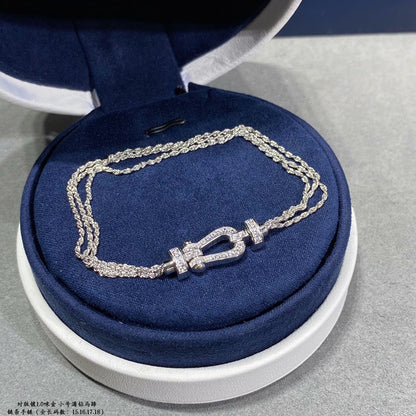 [⭐Seralia]FORCE SMALL HORSESHOE  DIAMOND CHAIN ROPE BRACELET