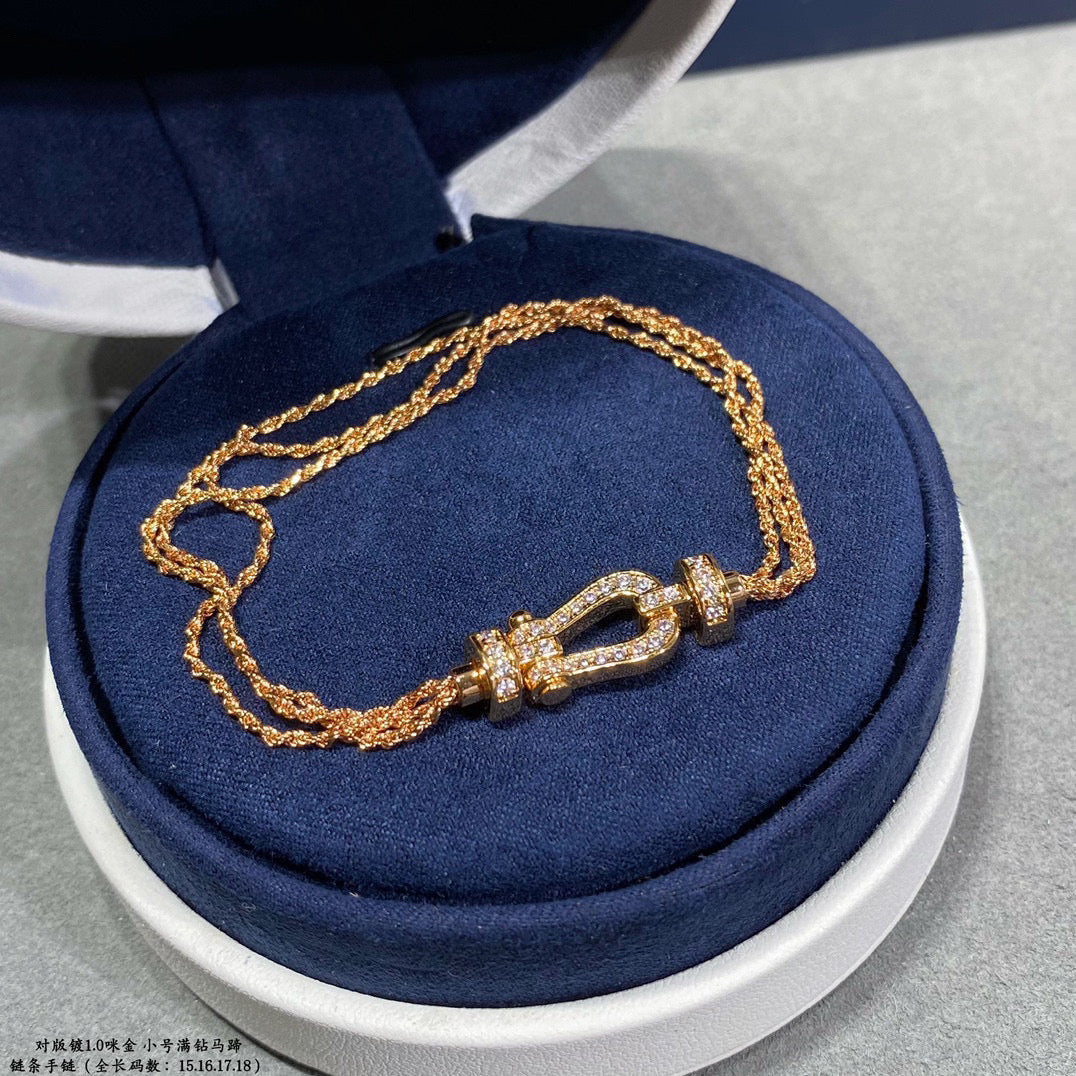 [⭐Seralia]FORCE SMALL HORSESHOE  DIAMOND CHAIN ROPE BRACELET