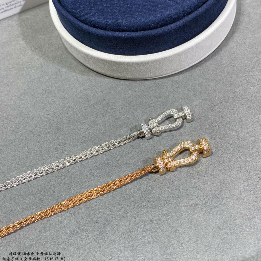 [⭐Seralia]FORCE SMALL HORSESHOE  DIAMOND CHAIN ROPE BRACELET