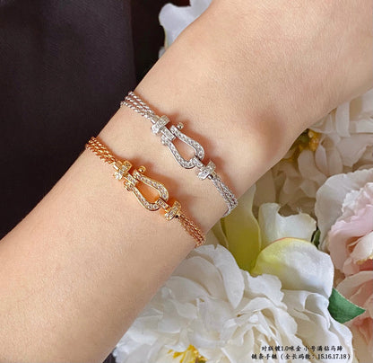 [⭐Seralia]FORCE SMALL HORSESHOE  DIAMOND CHAIN ROPE BRACELET