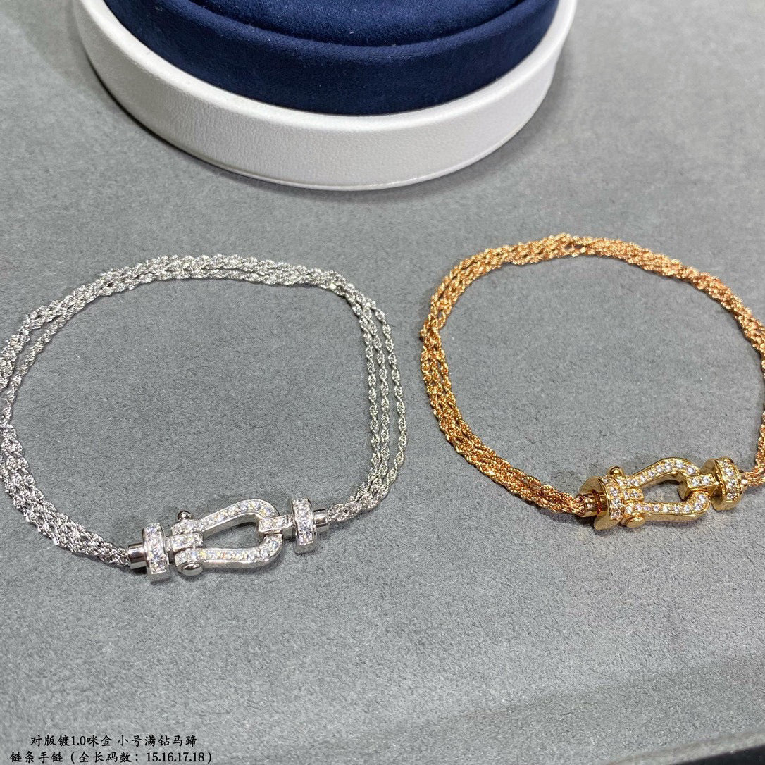 [⭐Seralia]FORCE SMALL HORSESHOE  DIAMOND CHAIN ROPE BRACELET