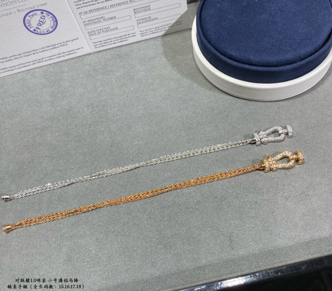 [⭐Seralia]FORCE SMALL HORSESHOE  DIAMOND CHAIN ROPE BRACELET
