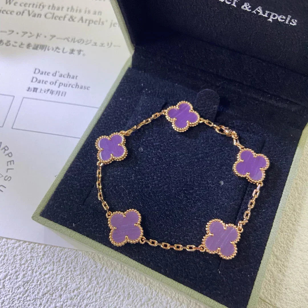 [⭐Seralia] CLOVER 5 MOTIF VIOLET BRACELET COLLECTION