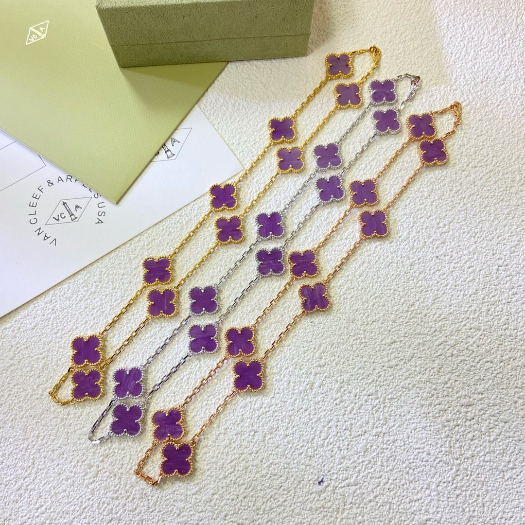 [⭐Seralia Jewelry]CLOVER 10 MOTIFS  PURPLE VIOLET  NECKLACE