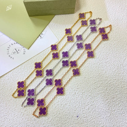 [⭐Seralia Jewelry]CLOVER 10 MOTIFS  PURPLE VIOLET  NECKLACE