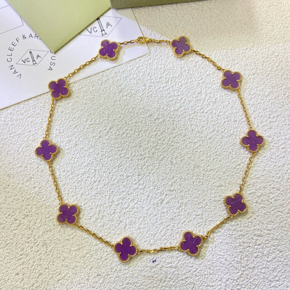 [⭐Seralia Jewelry]CLOVER 10 MOTIFS  PURPLE VIOLET  NECKLACE