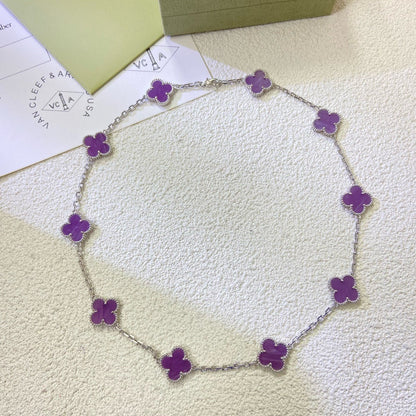 [⭐Seralia Jewelry]CLOVER 10 MOTIFS  PURPLE VIOLET  NECKLACE