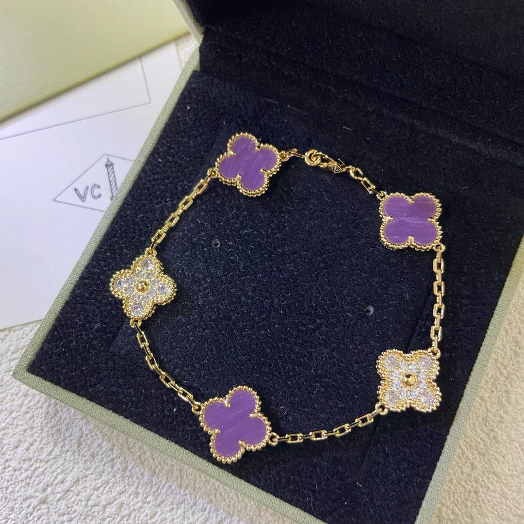 [⭐Seralia] CLOVER 5 MOTIF VIOLET BRACELET COLLECTION