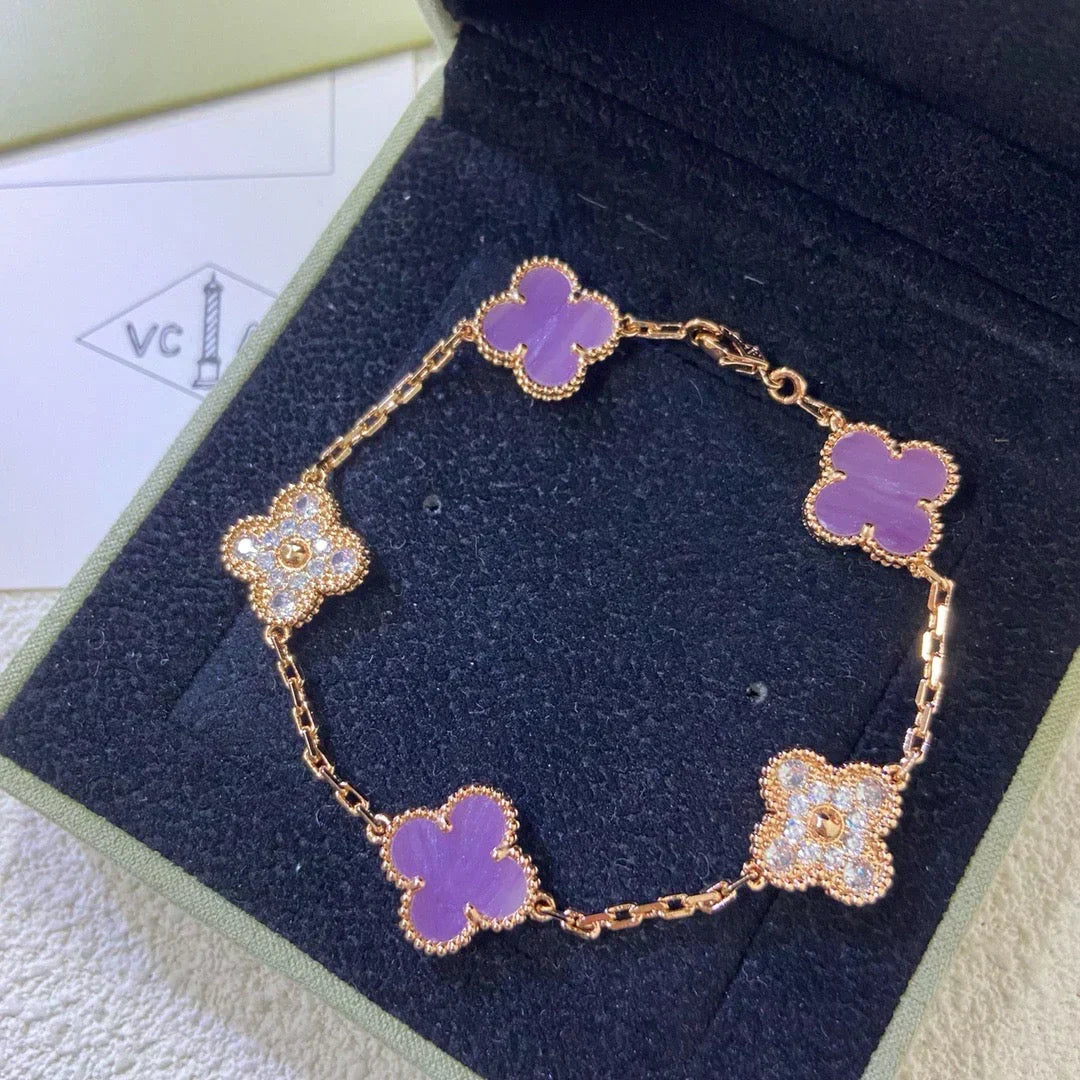 [⭐Seralia] CLOVER 5 MOTIF VIOLET BRACELET COLLECTION