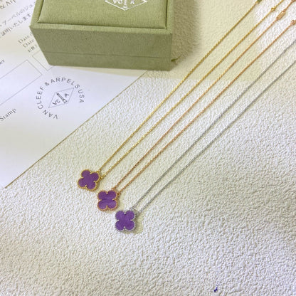 [⭐Seralia Jewelry]CLOVER 15MM  PURPLE VIOLET NECKLACE