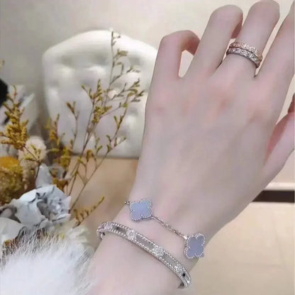[⭐Seralia] CLOVER 5 MOTIF PURPLE CHALCEDONY BRACELET COLLECTION