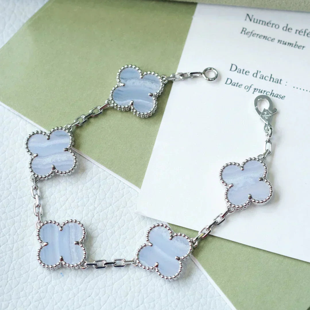 [⭐Seralia] CLOVER 5 MOTIF PURPLE CHALCEDONY BRACELET COLLECTION