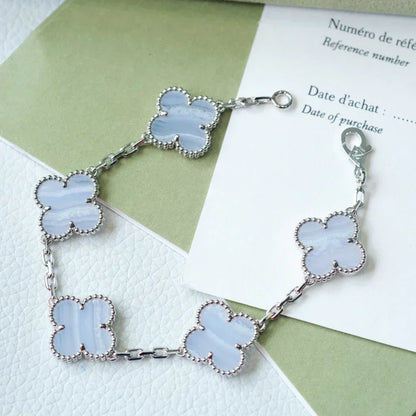 [⭐Seralia] CLOVER 5 MOTIF PURPLE CHALCEDONY BRACELET COLLECTION