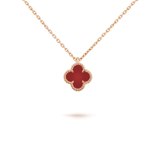 [⭐Seralia]CLOVER MINI 9.5MM WHITE CARNELIANS NECKLACE