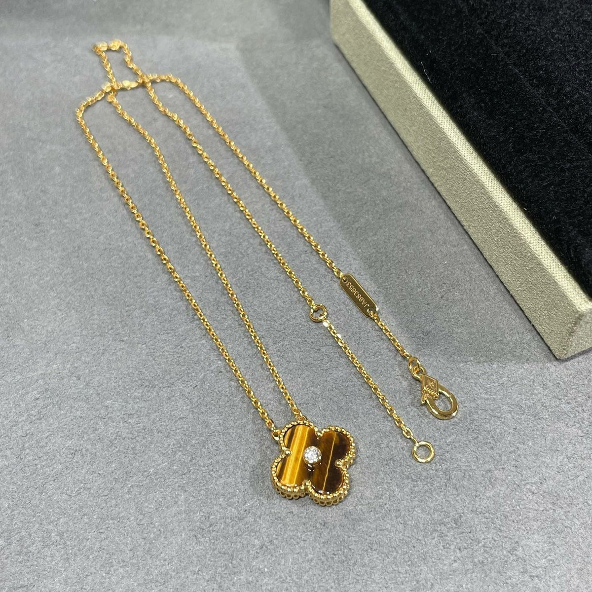 [⭐Seralia]CLOVER 15MM DIAMOND AND YELLOW TIGER'S EYE AGATE necklace
