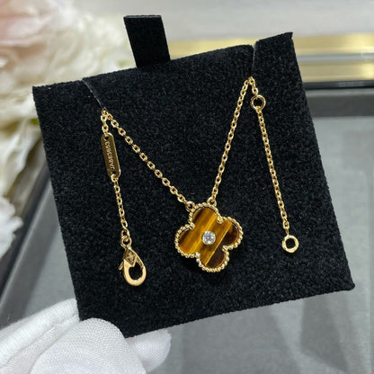 [⭐Seralia]CLOVER 15MM DIAMOND AND YELLOW TIGER'S EYE AGATE necklace