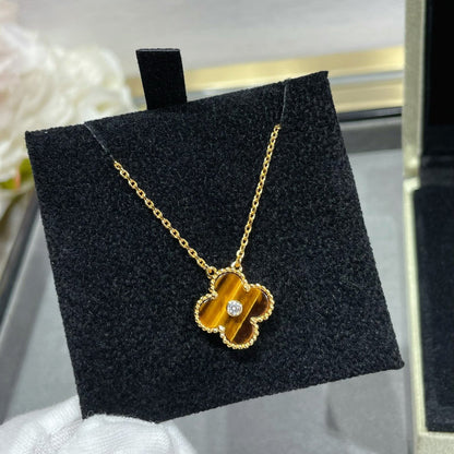[⭐Seralia]CLOVER 15MM DIAMOND AND YELLOW TIGER'S EYE AGATE necklace