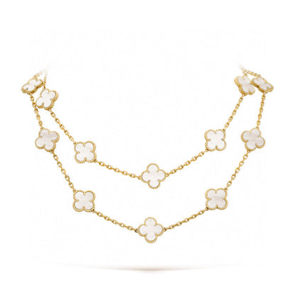 [⭐Seralia]CLOVER 20 MOTIFS WHITE MOP NECKLACE