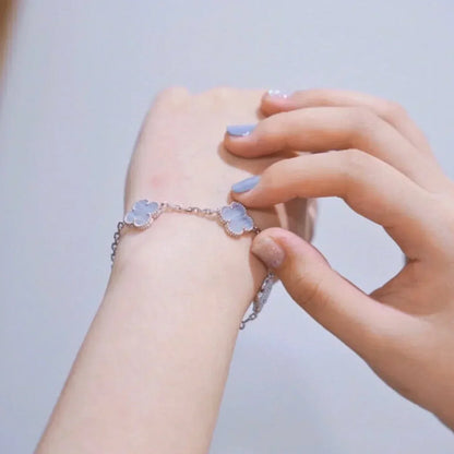 [⭐Seralia] CLOVER 5 MOTIF PURPLE CHALCEDONY BRACELET COLLECTION