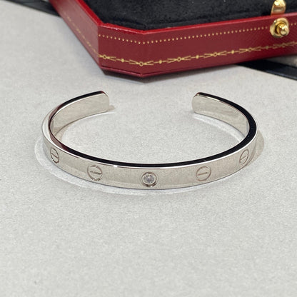 [⭐Seralia]LOVE BRACELET 6.1MM 1 DIAMOND OPEN CUFF