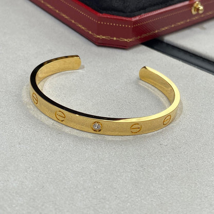 [⭐Seralia]LOVE BRACELET 6.1MM 1 DIAMOND OPEN CUFF