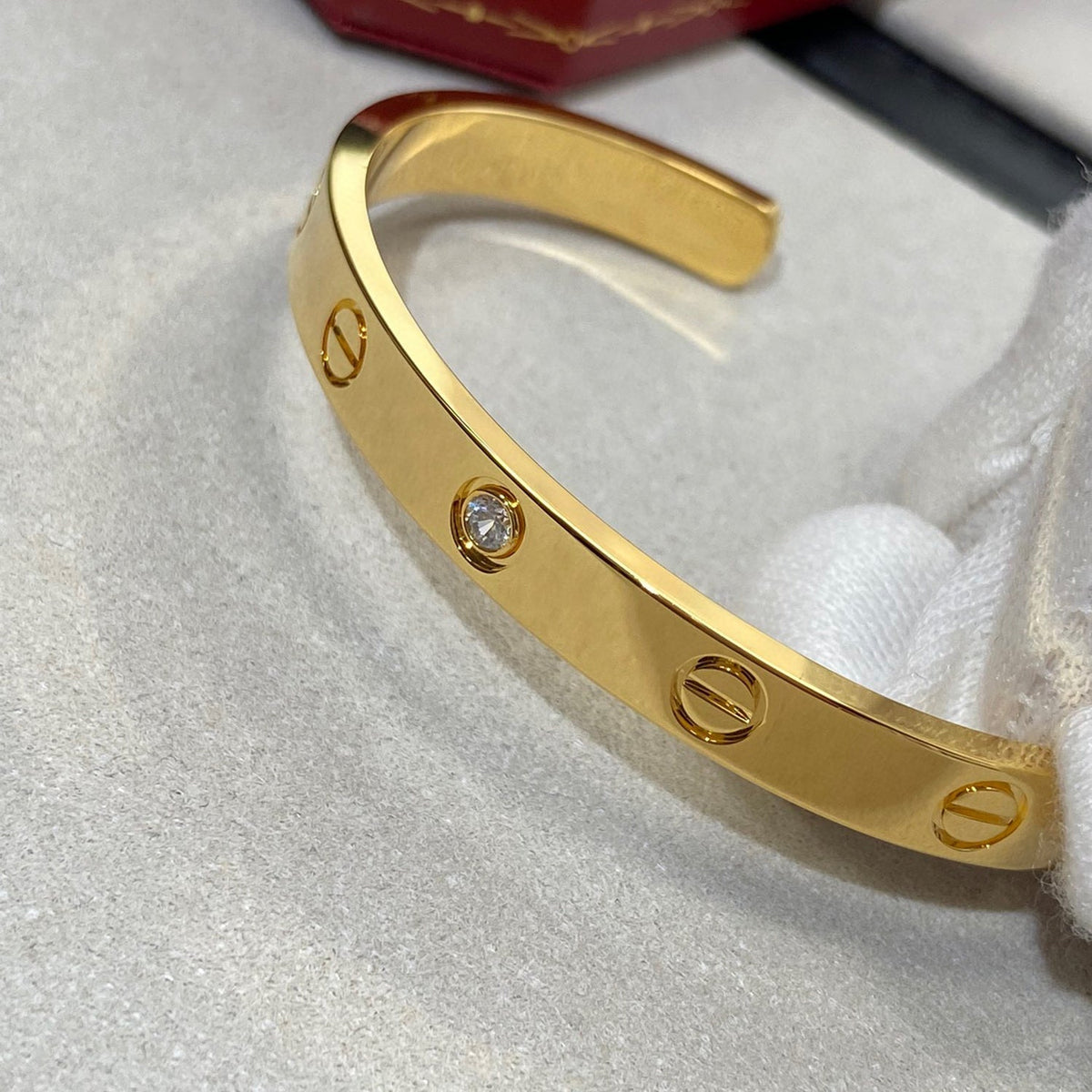 [⭐Seralia]LOVE BRACELET 6.1MM 1 DIAMOND OPEN CUFF