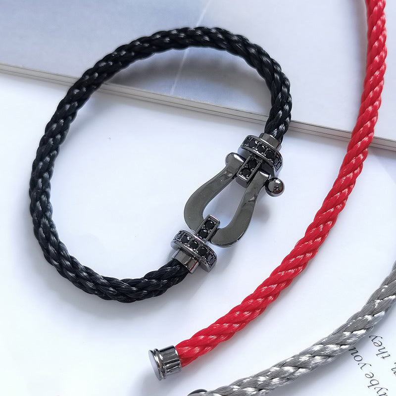 [⭐Seralia]FORCE LARGE SERIES HORSESHOE BLACK SAMURAI BRACELET