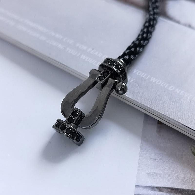 [⭐Seralia]FORCE LARGE SERIES HORSESHOE BLACK SAMURAI BRACELET