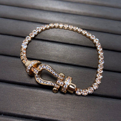 [⭐Seralia]FORCE  LARGE HORSESHOE FULL DIAMOND TENNIS BRACELET