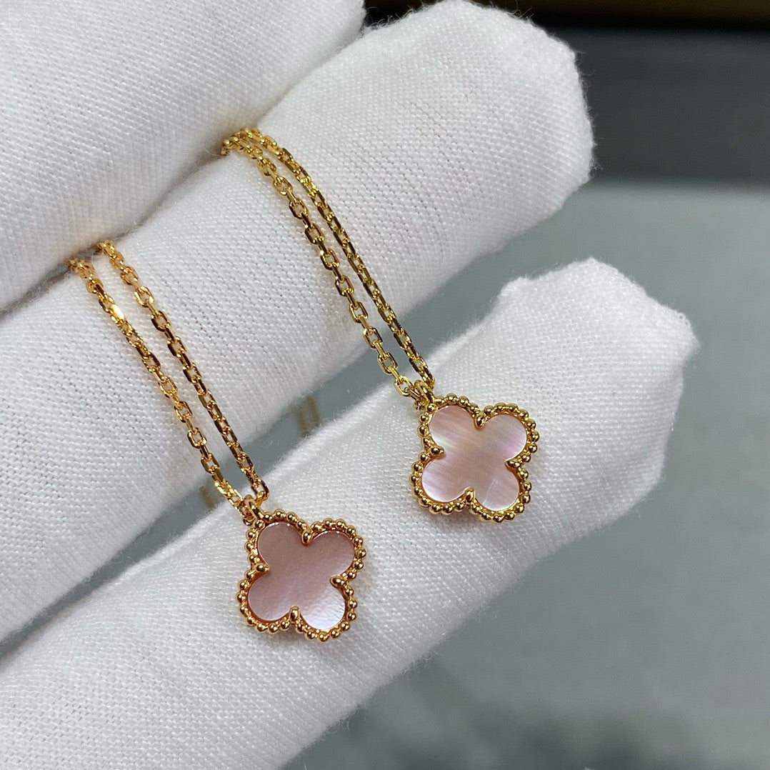 [⭐Seralia]CLOVER 15MM PINK MOTHER-OF-PEARL SINGLE FLOWER NECKLACE