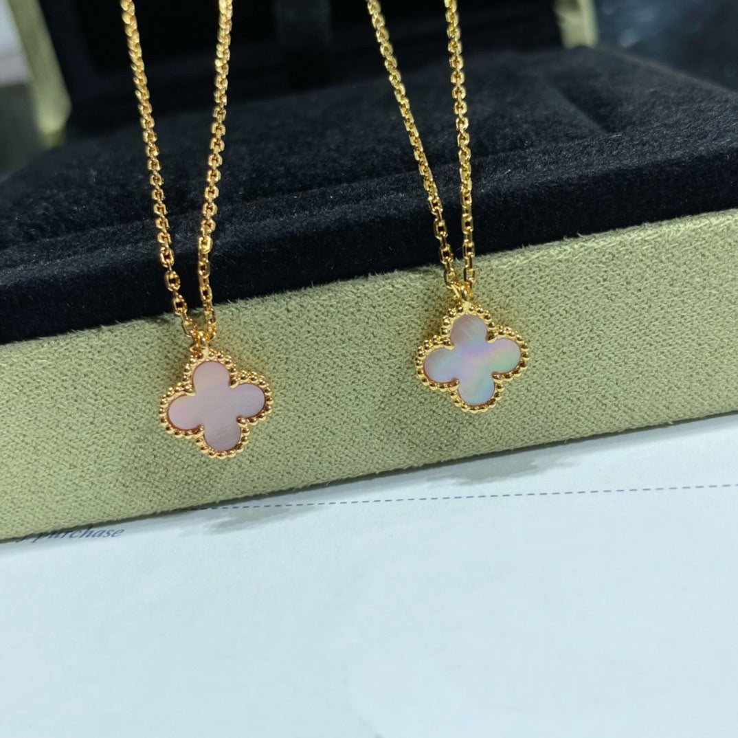[⭐Seralia]CLOVER 15MM PINK MOTHER-OF-PEARL SINGLE FLOWER NECKLACE