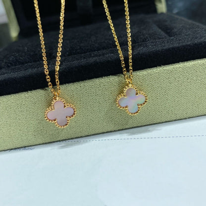 [⭐Seralia]CLOVER 15MM PINK MOTHER-OF-PEARL SINGLE FLOWER NECKLACE