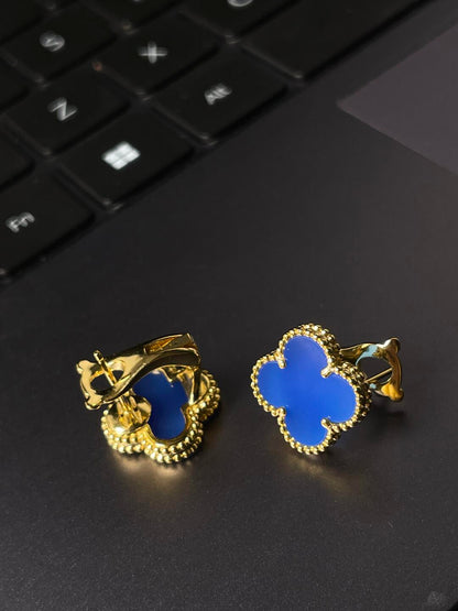 [⭐Seralia] CLOVER LARGE (20mm) 1 MOTIFS BLUE MOP STUD EARRINGS