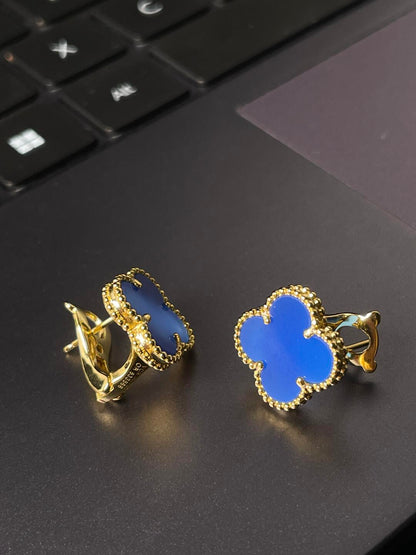 [⭐Seralia] CLOVER LARGE (20mm) 1 MOTIFS BLUE MOP STUD EARRINGS