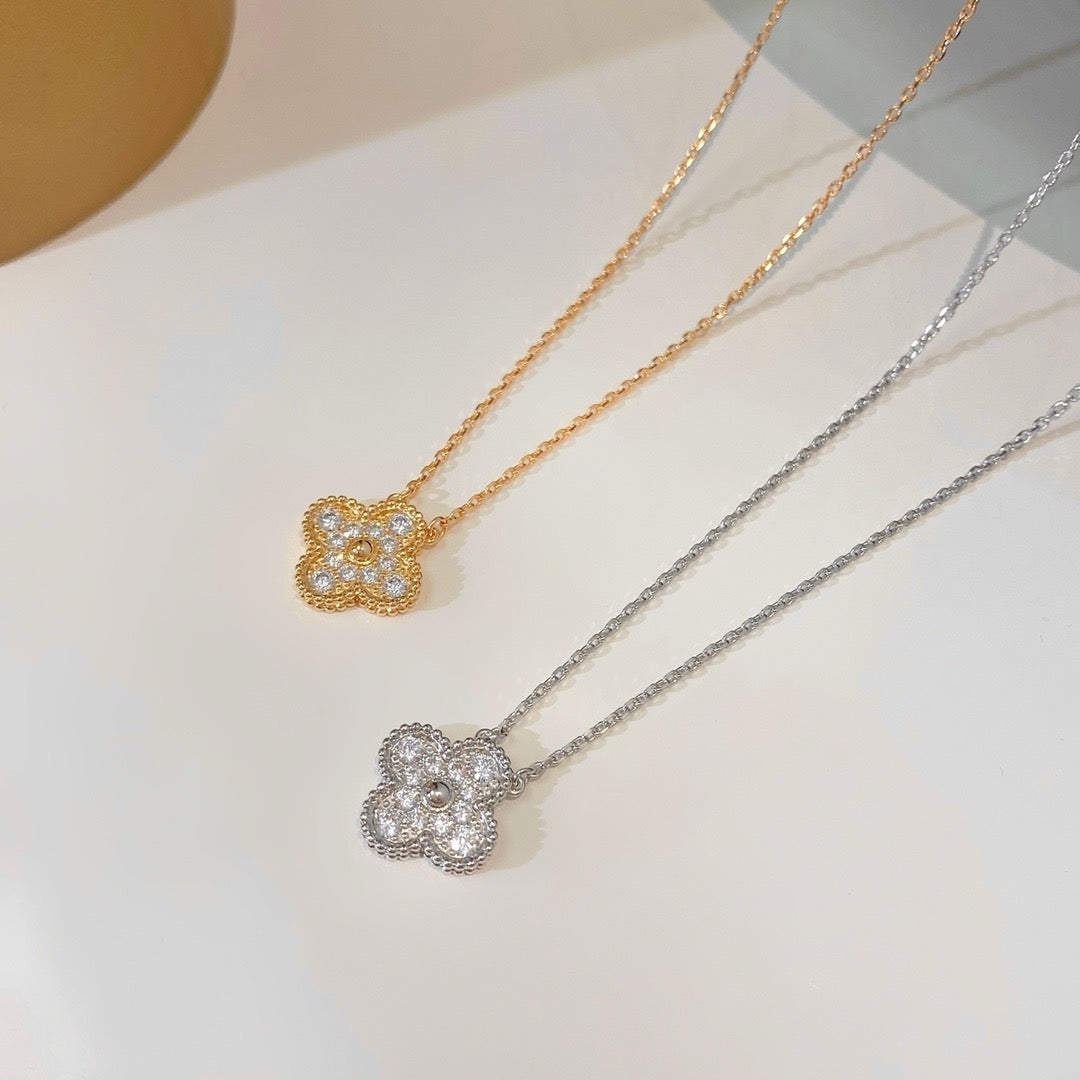 [⭐Seralia]CLOVER 15MM DIAMOND SINGLE FLOWER NECKLACE