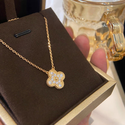 [⭐Seralia]CLOVER 15MM DIAMOND SINGLE FLOWER NECKLACE