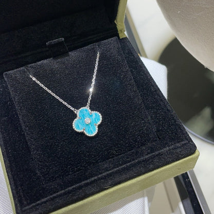 [⭐Seralia]CLOVER 15MM DIAMOND SVRES PORCELAIN  NECKLACE SILVER