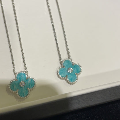 [⭐Seralia]CLOVER 15MM DIAMOND SVRES PORCELAIN  NECKLACE SILVER