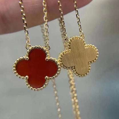 [⭐Seralia]CLOVER 15MM CARNELIAN SINGLE FLOWER NECKLACE