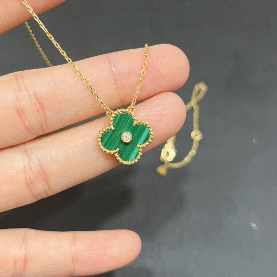 [⭐Seralia]CLOVER 15MM DIAMOND TURQUOISE NECKLACE
