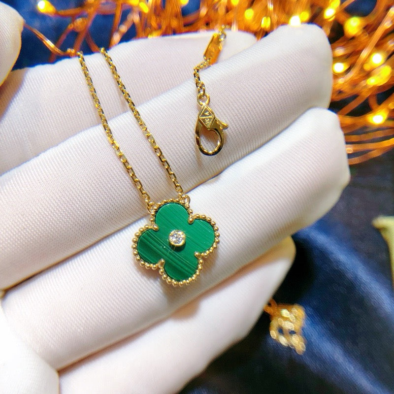 [⭐Seralia]CLOVER 15MM DIAMOND TURQUOISE NECKLACE