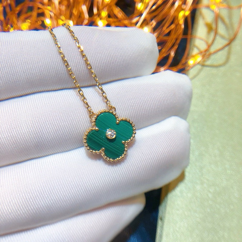 [⭐Seralia]CLOVER 15MM DIAMOND TURQUOISE NECKLACE