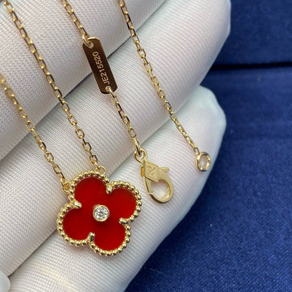 [⭐Seralia]CLOVER 15MM DIAMOND CARNELIAN NECKLACE