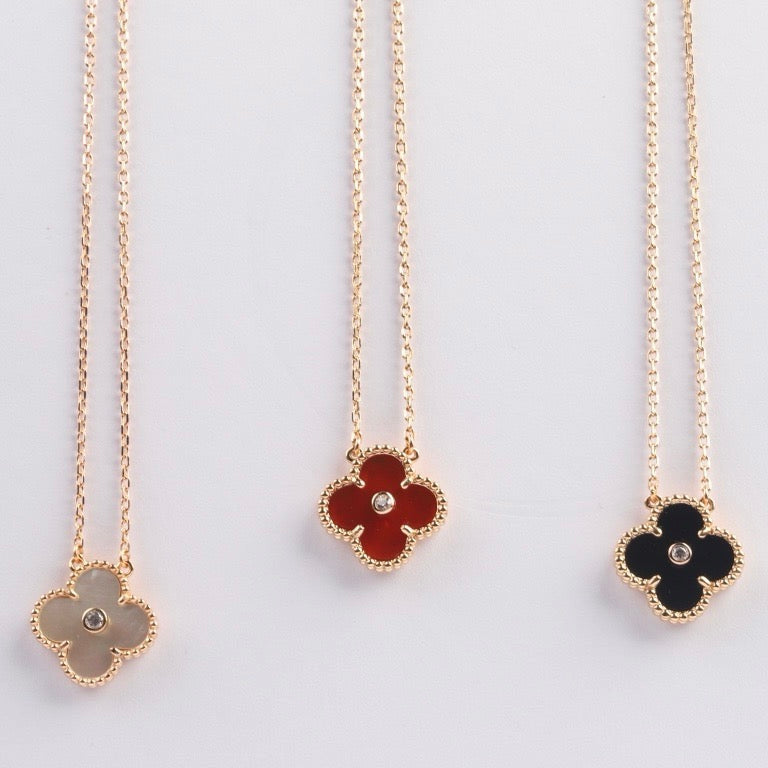 [⭐Seralia]CLOVER 15MM DIAMOND CARNELIAN NECKLACE