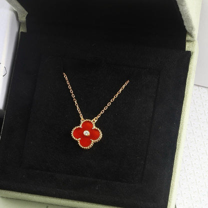 [⭐Seralia]CLOVER 15MM DIAMOND CARNELIAN NECKLACE