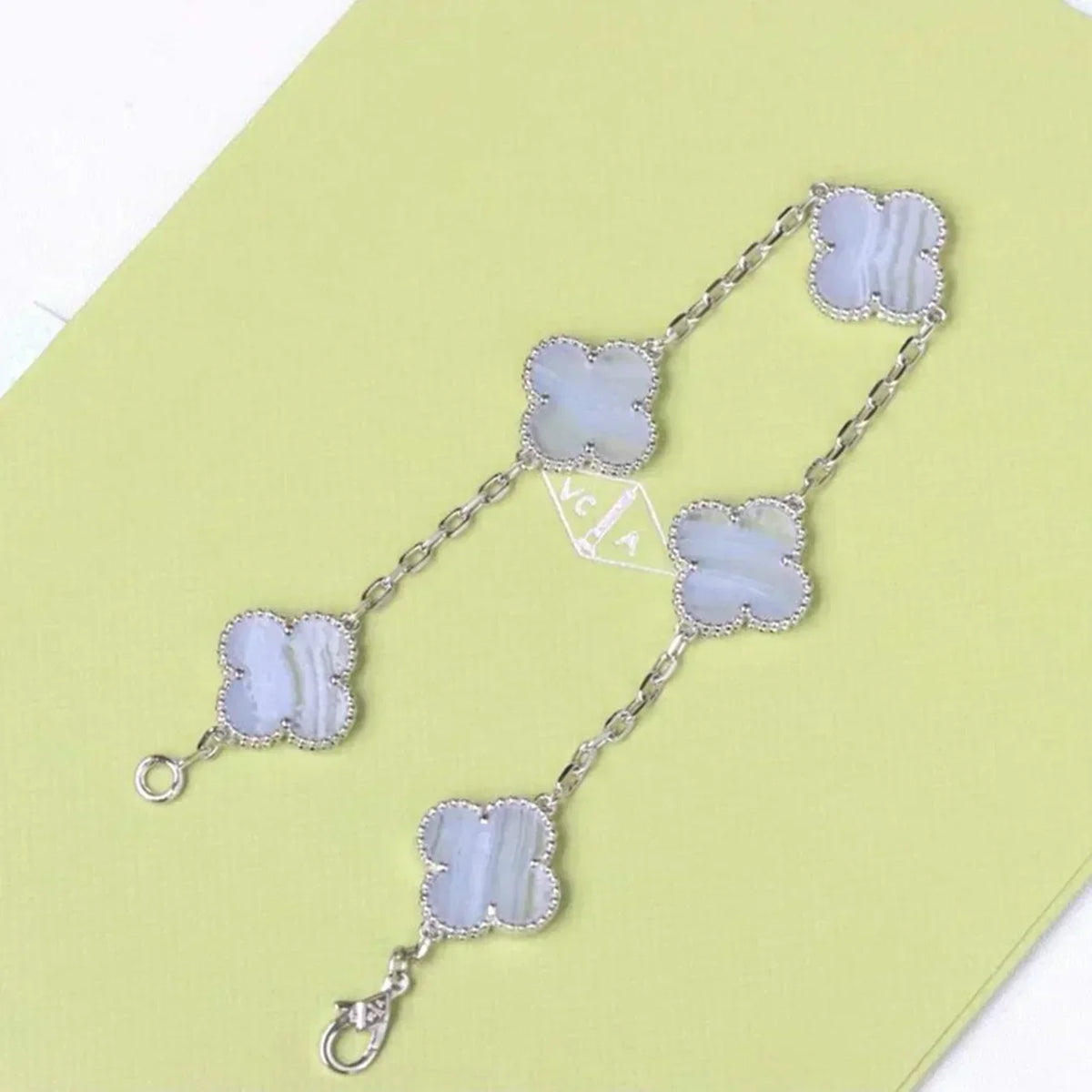 [⭐Seralia] CLOVER 5 MOTIF PURPLE CHALCEDONY BRACELET COLLECTION
