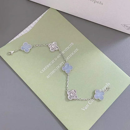 [⭐Seralia] CLOVER 5 MOTIF PURPLE CHALCEDONY BRACELET COLLECTION